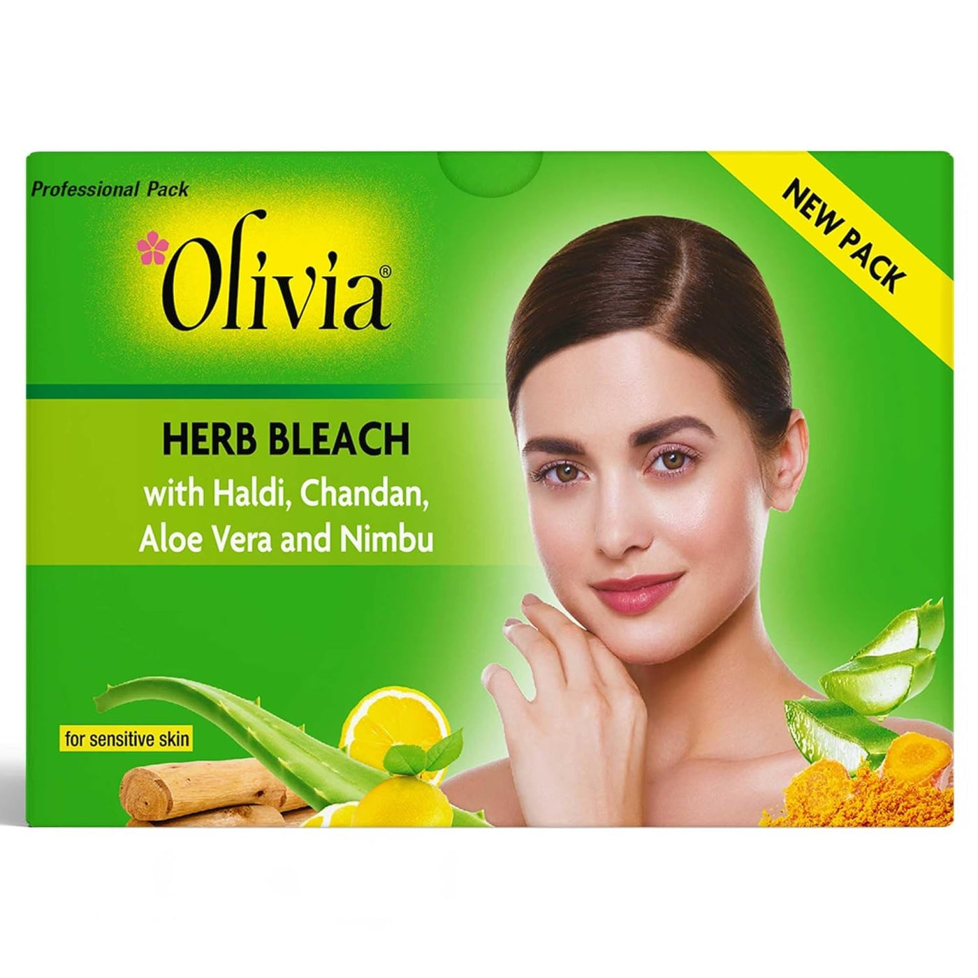 Olivia Professional Herb Bleach for Sensitive Skin | With Haldi, Chandan, Aloe Vera & Nimbu | 270g