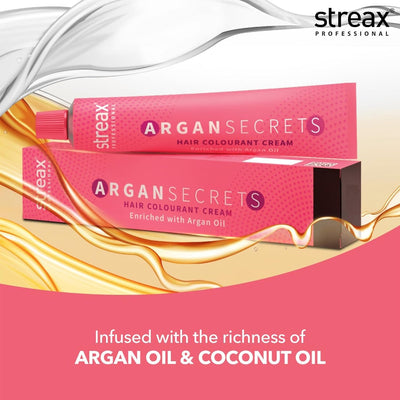 Streax Professional Argan Secrets Permanent Hair Colourant Cream - Natural Black 1 (Enriched with Argan Oil) 90 gm