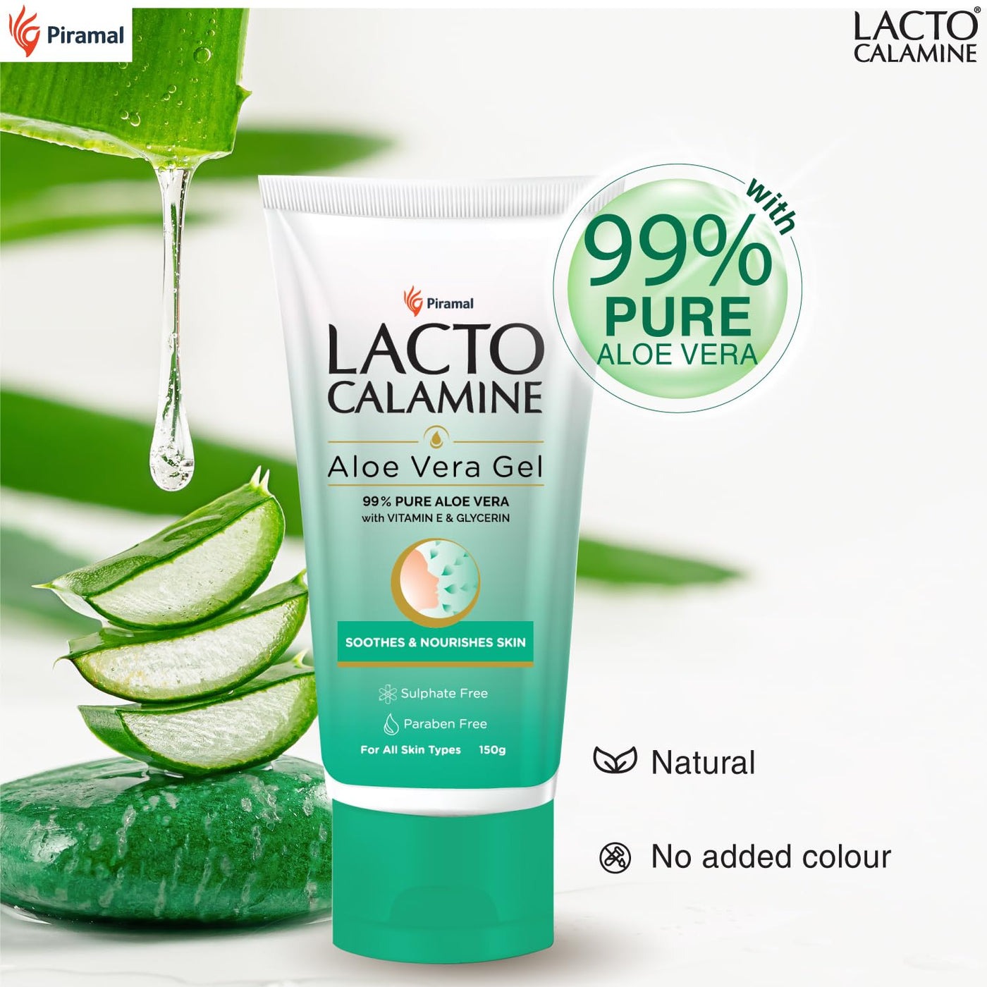 Lacto Calamine Aloe Vera Gel for Face & Body - 150g | Hydrating Moisturizer with Aloe Vera, Vitamin E & Glycerin