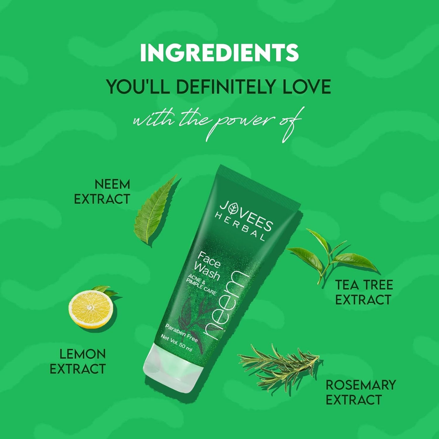 Jovees Herbal Neem Face Wash With Neem & Tea Tree Extracts | For Oily & Acne Prone Skin | 120 ML