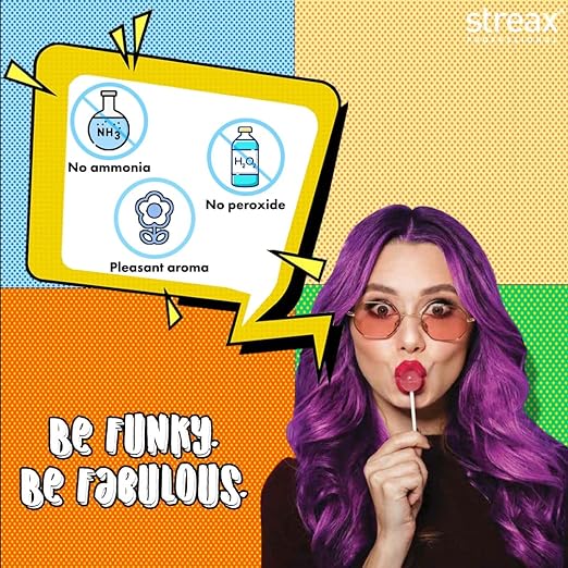 Streax Professional Ammonia-Free, Peroxide-Free Hold and Play Funky Colours Crazy Cream - Groovy Pink