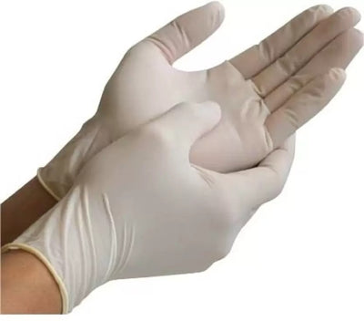 M-Care Examination Gloves - Latex Powdered White (Medium) - Box of 100