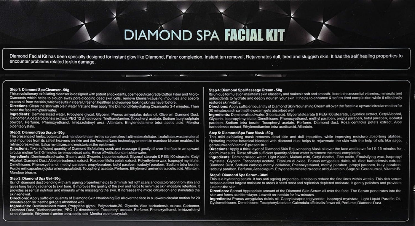 Caleo Diamond SPA Facial Kit 6 in 1 Pack - 250g + 30ml