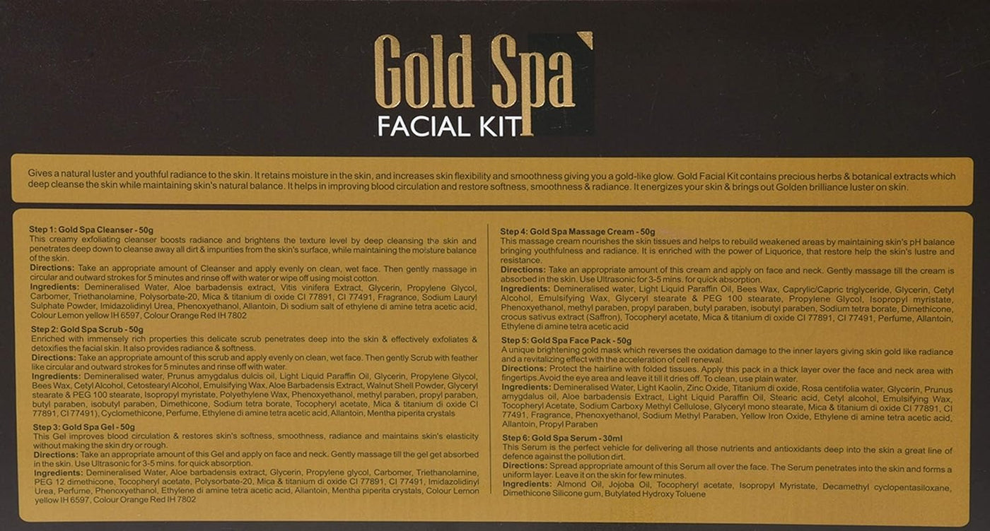 Caleo Gold Spa Facial Kit 6 in 1 Pack - 250g + 30ml