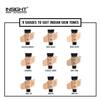 Insight Stay Matte Liquid Foundation (Golden Amber, Rose Beige, Caramel, Nude Beige, Classic Ivory, Soft Tan)