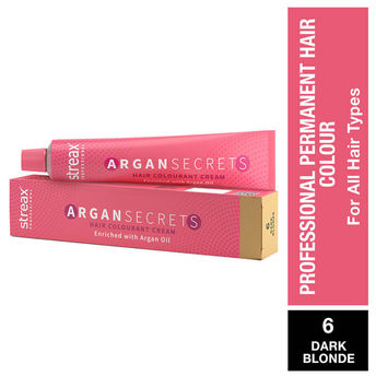 Streax Professional Argan Secret Hair Colourant Cream- Dark Blonde 6 - 60 gms