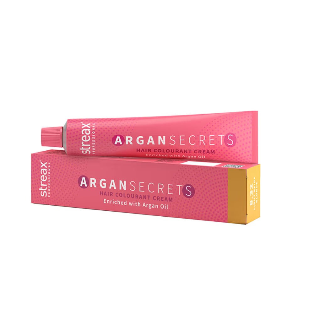 Streax Professional Argan Secrets Hair Colourant Cream - Light Beige Blonde 8.32 (60gm)