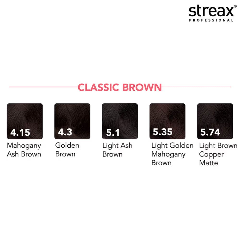 Streax Professional Argan Secrets Hair Colourant Cream - Light Brown Copper Matte 5.74