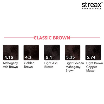 Streax Professional Argan Secrets Hair Colourant Cream - Light Brown Copper Matte 5.74