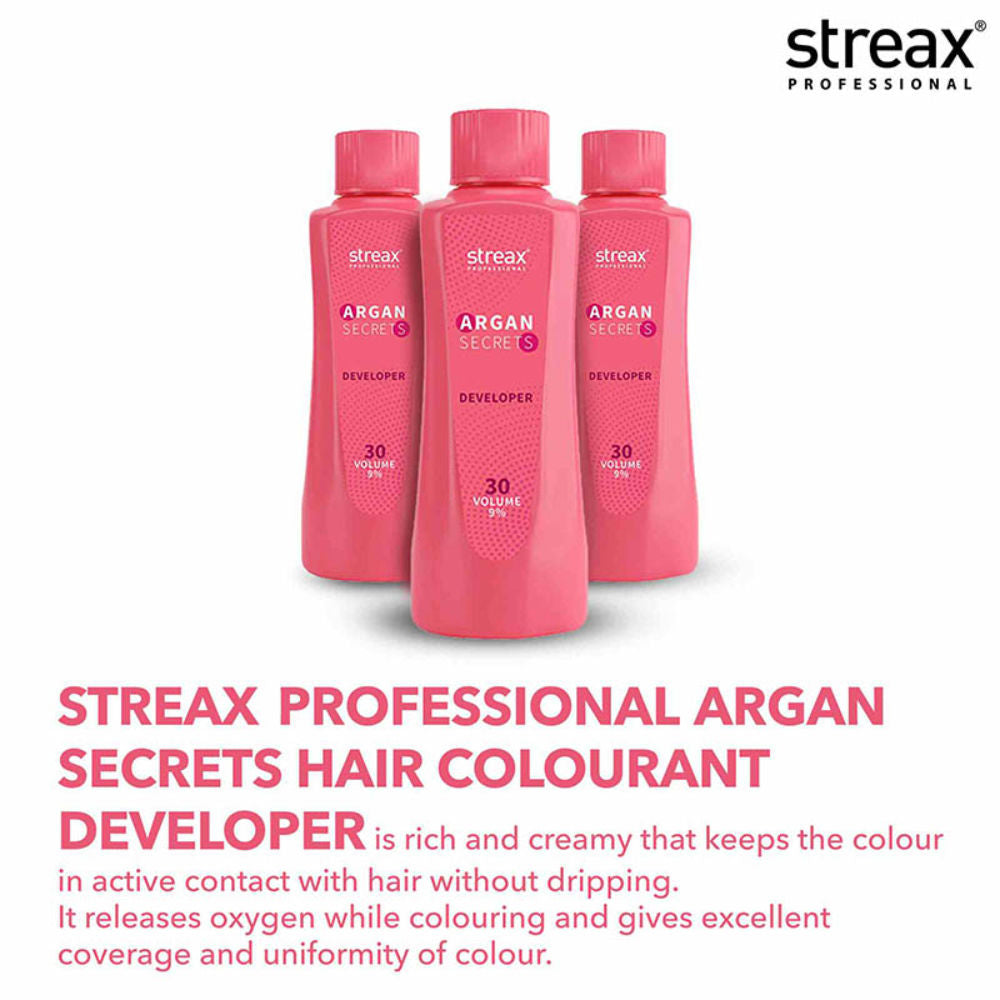 Streax Professional Developer 30 Volume 9% For Hair Color With Argan Secrets Colourant