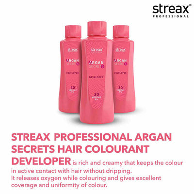 Streax Professional Developer 30 Volume 9% For Hair Color With Argan Secrets Colourant