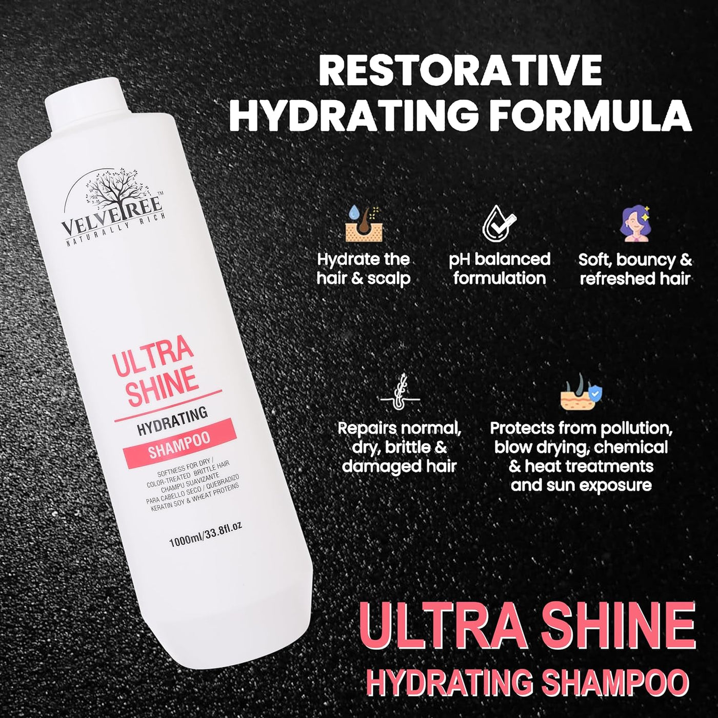 Velvetree Ultra Shine Hydraing Shampoo after treatment Keratin Smooth Shampoo 1L