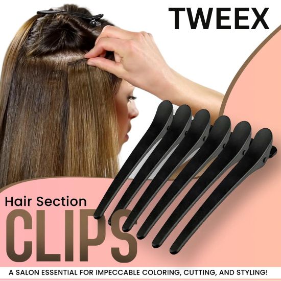 Hair Section Clip Carbon Fibre 10pc/pack Heat Resistant upto 200°C