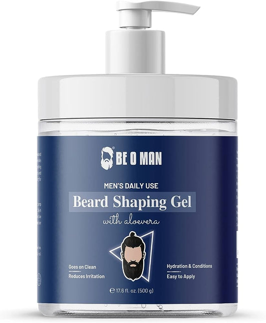 Beoman Beard Shaping Gel with aloevera|Non Foaming and Transparent Gel|Reduces irritation|500ml