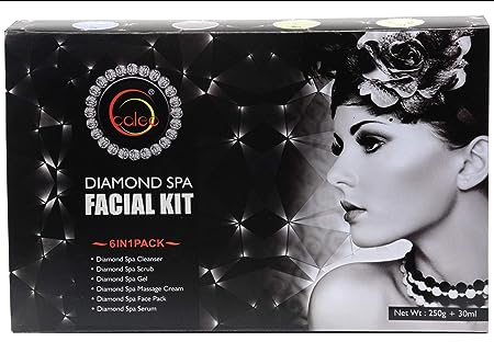 Caleo Diamond SPA Facial Kit 6 in 1 Pack - Cleanser, Face Scrub, Facial Gel, Massage Cream, Face Pack, Serum (250 g + 30 ml)