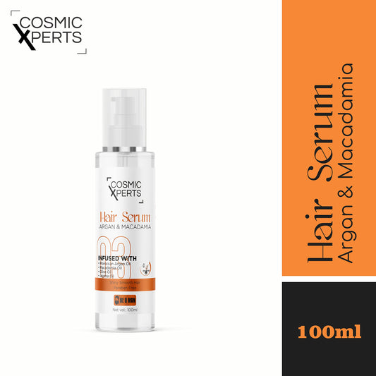 Cosmic Xperts Hair Serum For Women & Men | Enriched With Macademia Oil And Argan Oil | For Shiny Smooth Hair | No Mineral Oil | Paraben Free | Adds Shine To Hair, 100 Ml
