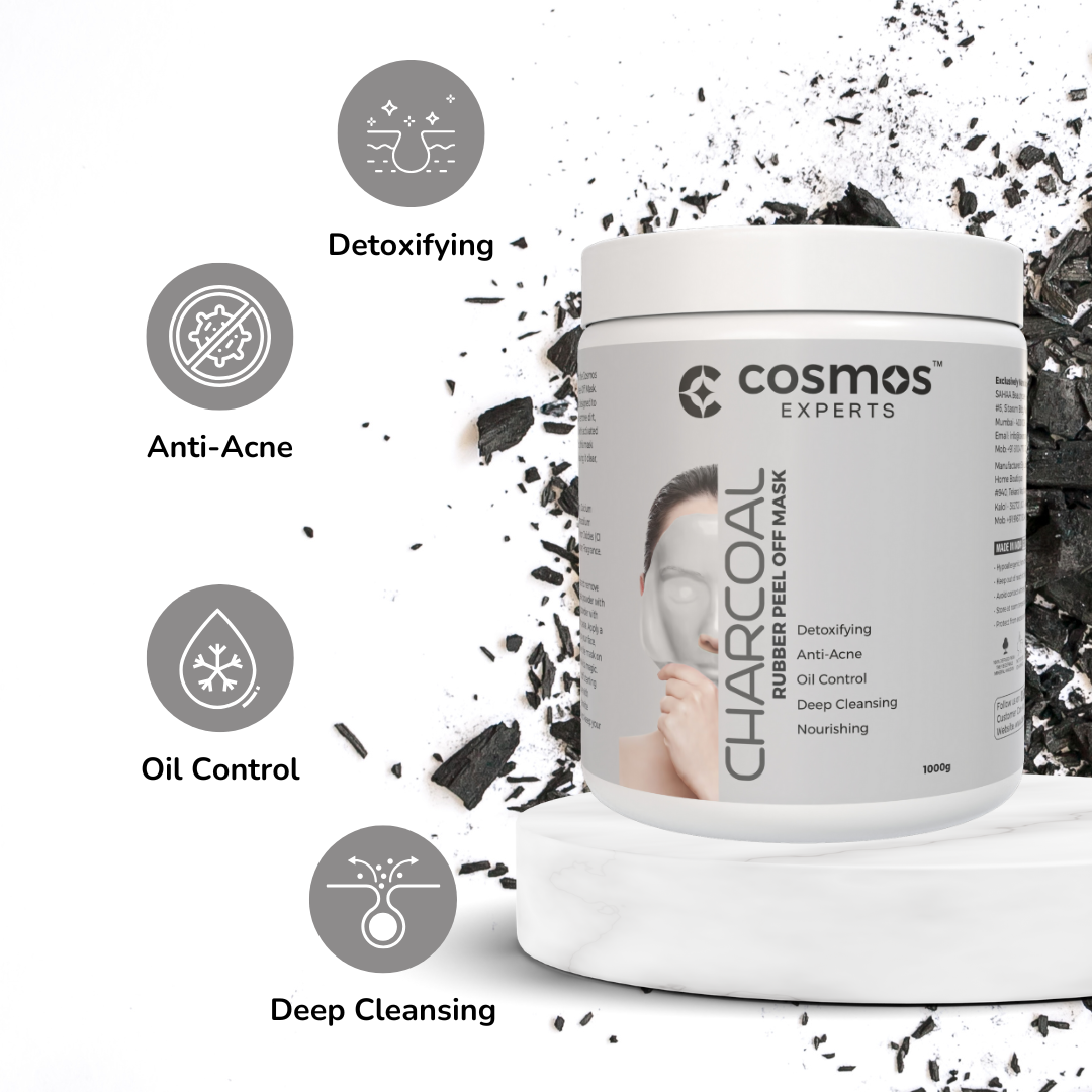 Cosmos Experts Rubber Peel Off Mask - Charcoal (Available in 150gm, 500gm & 1000gm)