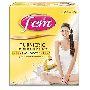 Fem Turmeric Professional Body Bleach - 1Kg | For Fair Soft Glowing Body | Specially customised for Body Skin | Goodness of Turmeric Extract | For All Skin Types | Instant & Long Lasting Results