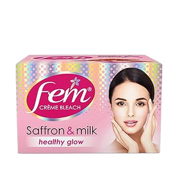 Fem Fairness (Saffron & Milk) Crème Bleach - 314g | Advanced Skin Brightening System | Enriched wih Goodness of Safrron & Milk | With Rejuvenating Fragrance | No Added Parabens, Silicones & Ammonia