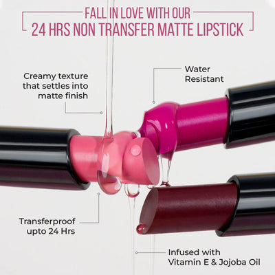 Insight Cosmetics 24 Hrs Non Transfer Matte Lipstick (1 TO 23)