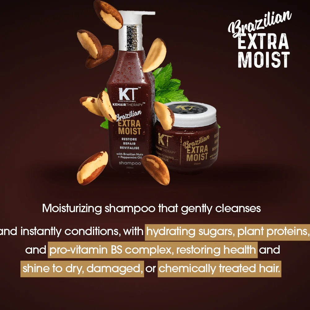 KT Brazilian Extra Moist Shampoo and Masque Combo - 500ml (Pack of 2)