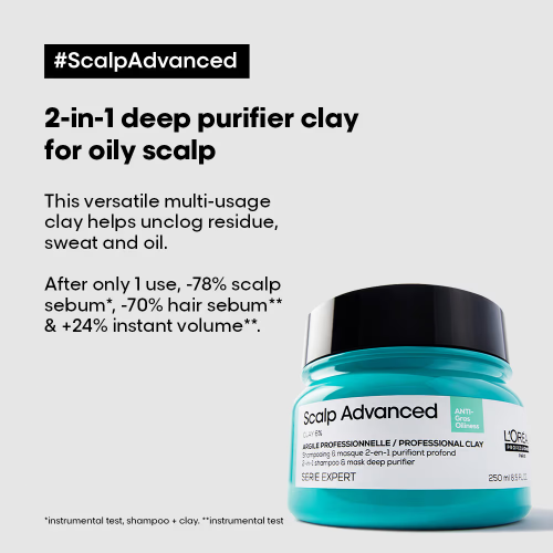 L'Oreal Professionnel Scalp Advanced Anti Oiliness in Deep Purifier Clay For Oily Scalp (250ml)