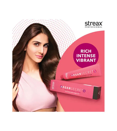 Streax Professional Argan Secret Hair Colourant Cream - Copper Light Brown 5.4 - 60gm