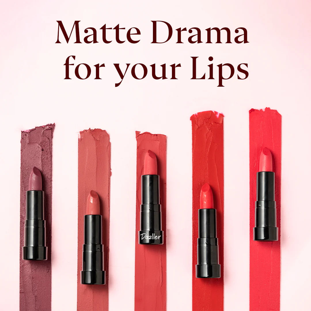 Dazller Matte 'N More Lipstick Creamy Matte, Long Stay, No Smudging, (M101 to M204)