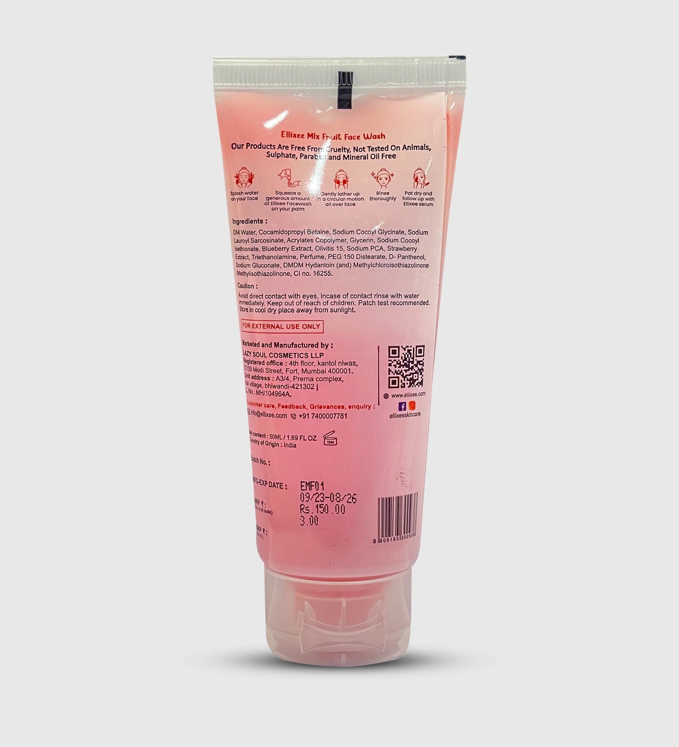 Ellixee Neutralizes + Hydrates + Boosts Elasticity Mix Fruit Face Wash