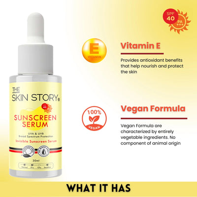 The Skin Story Sunscreen Serum SPF 40 PA+++ with Vitamin E, 30ml