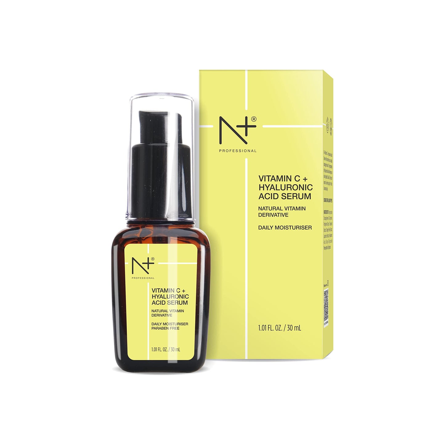 N Plus Professional 20% Vitamin C & Hyaluronic Acid Paraben Free Face Serum for Skin Radiance & Glowing Skin, 30ml/1.01 FL. OZ.
