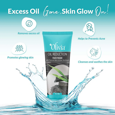 Olivia Oil Reduction Face Wash with Charcoal Neem and Green Tea Extracts