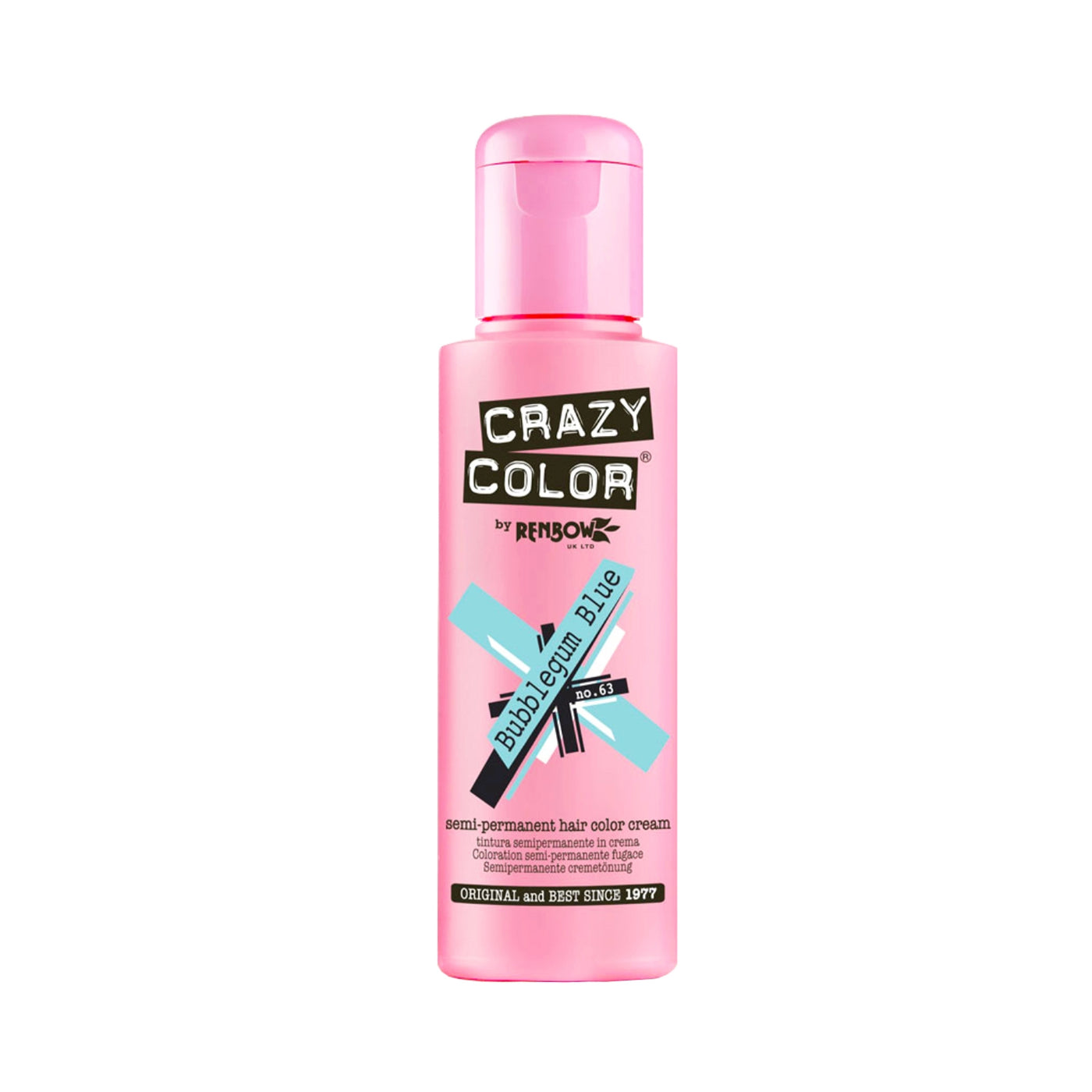 Crazy Color Semi Permanent Hair Colour (Bubblegum Blue-63) 100 ml