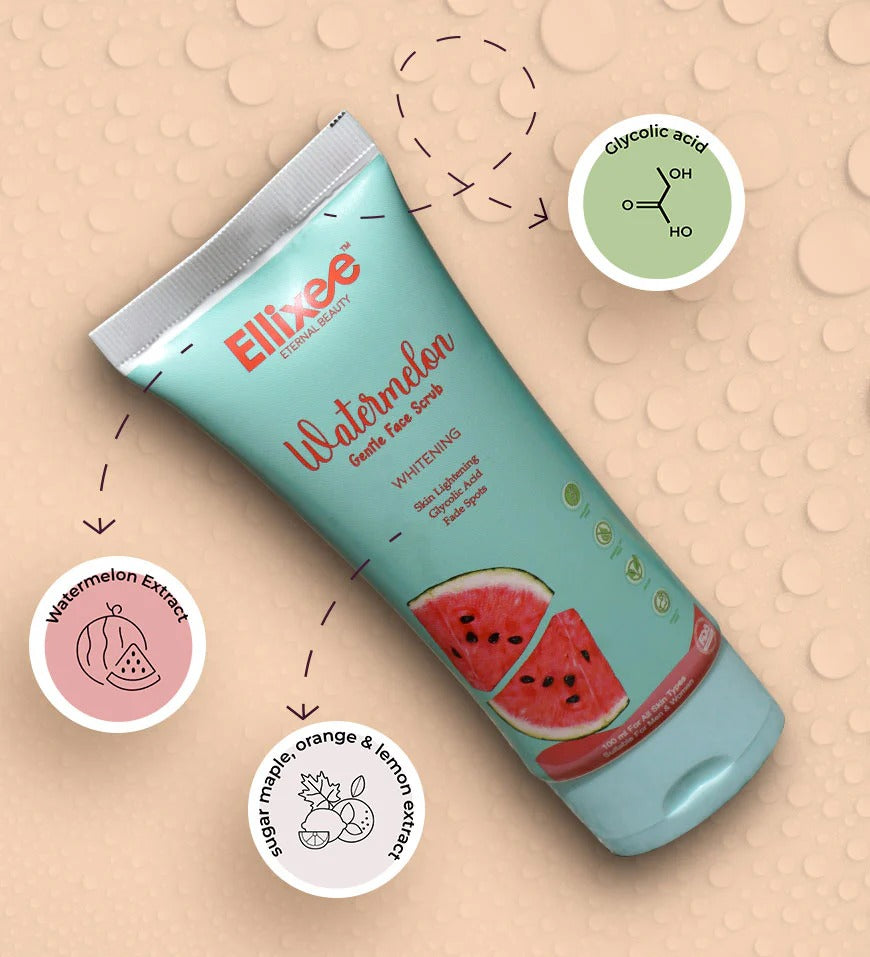 Ellixee Watermelon + Skin Whitening Face Scrub