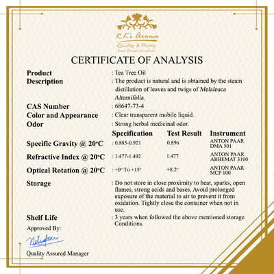 Tea Tree Essential Oil (Melaleuca alternifolia) 10ml