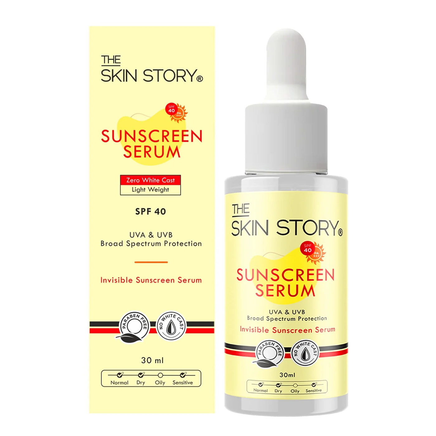 The Skin Story Sunscreen Serum SPF 40 PA+++ with Vitamin E, 30ml