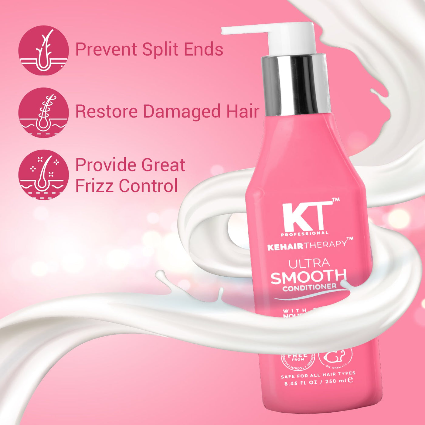 KT Professional Kehairtherapy's Sulfate-free Ultra Smooth Conditioner for Chemically Treated Hair , 250 ml