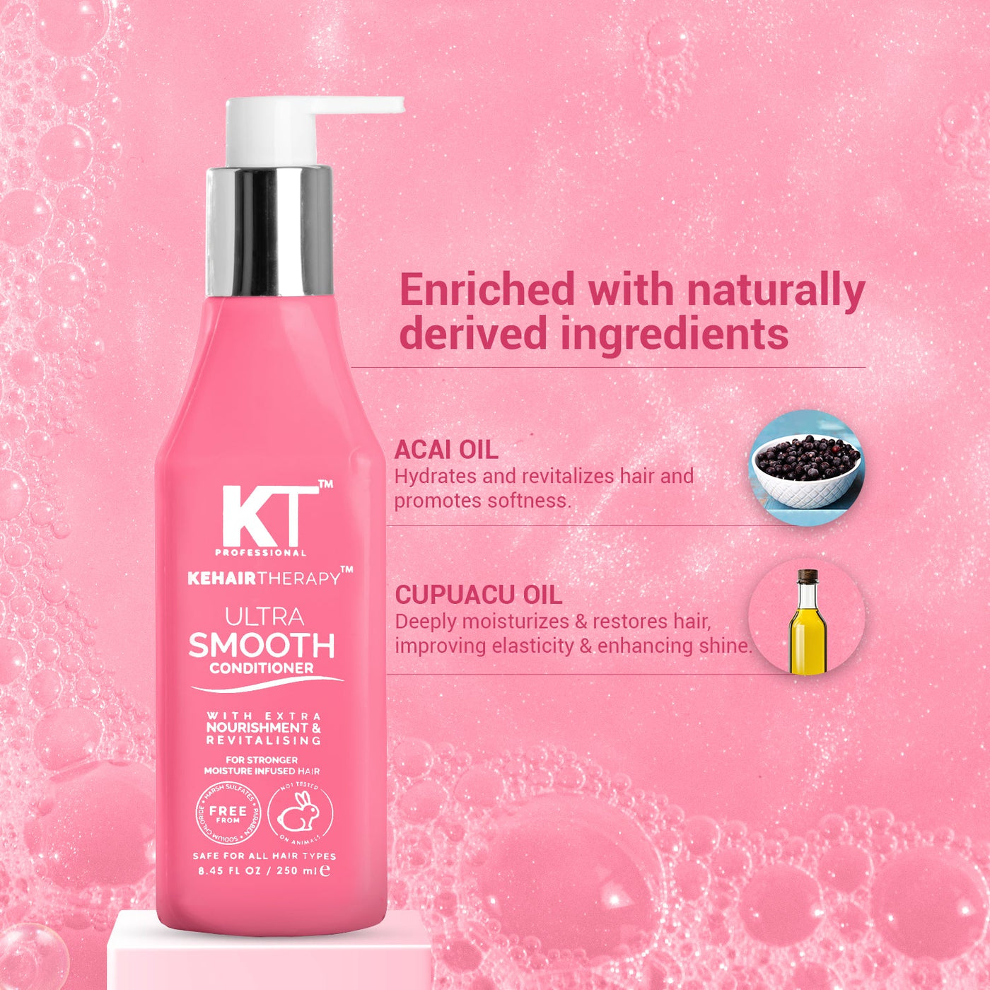 KT Professional Kehairtherapy's Sulfate-free Ultra Smooth Conditioner for Chemically Treated Hair , 250 ml