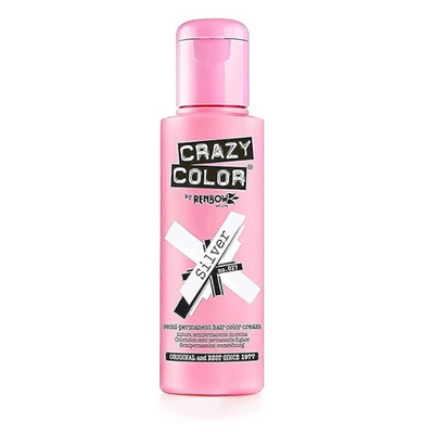 Crazy Color Semi Permanent Hair Color Cream - 27 Silver (100ml)