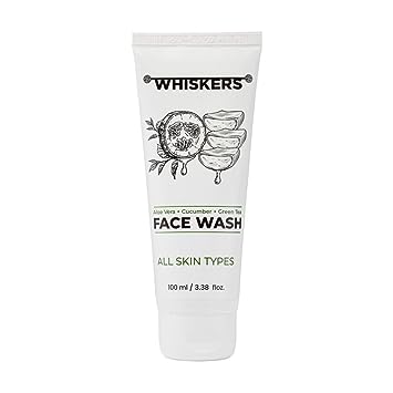 Whiskers Aloevera & Vitamin C Facewash|Niacinamide|Green Tea|Cucumber|Hydrating, Radiant & Glowing Skin|All Skin Types|Men & Women|100ml