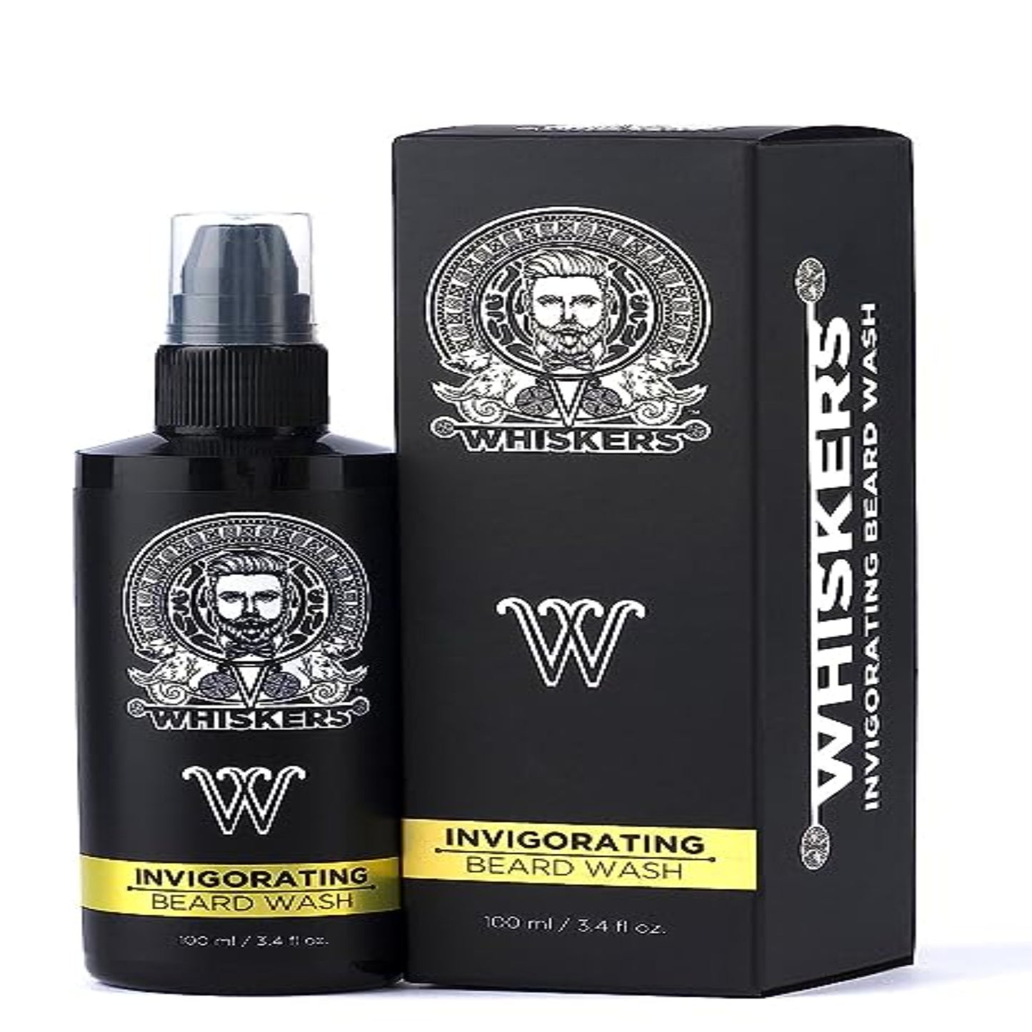 Whiskers Invigorating Beard Wash Infused with Vitamin E Sweet Almond & Wheat Germ Oil|Aromatic|Nourishes,Softens Beard & Adds Shine|100ml
