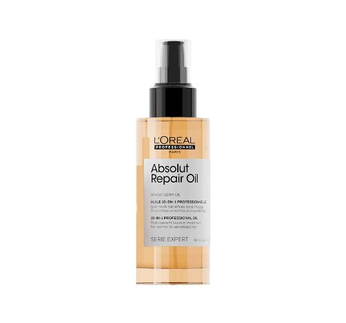 L'OREAL PROFESSIONNEL PARIS Absolut Repair Hair Oil For Dry & Damaged Hair, 90ml 10-In-1 Multi-Benefit Leave-In Hair Oil With Wheat Germ Oil