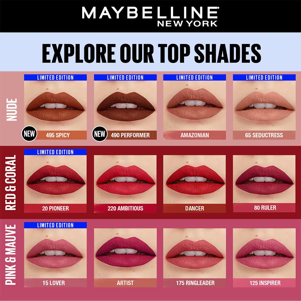 Maybelline Super Stay Matte Ink Liquid Lipstick - Top Shades (25-70-118)