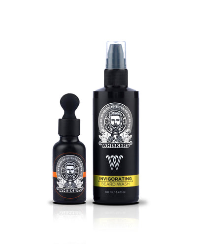 Whiskers Beard Growth Oil + Beard Wash Combo