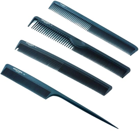 KraftPro Set of Four Combs- Tail Comb/ Setting Comb/ Dressing Comb/ Section Comb