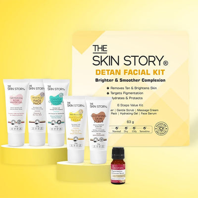 The Skin Story Detan Facial Kit | 6-Step Regimen for Tan Removal & Brighter Skin | 63g