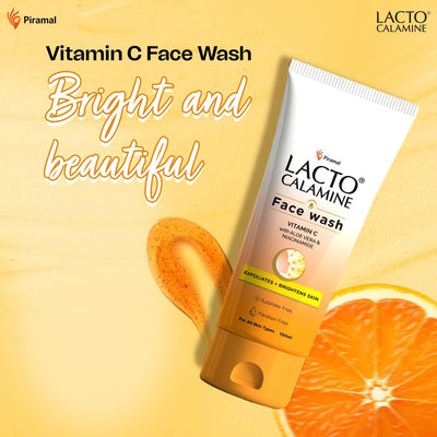 Lacto Calamine Vitamin C Face Wash - 100ml | Aloe Vera & Niacinamide for Glowing Skin