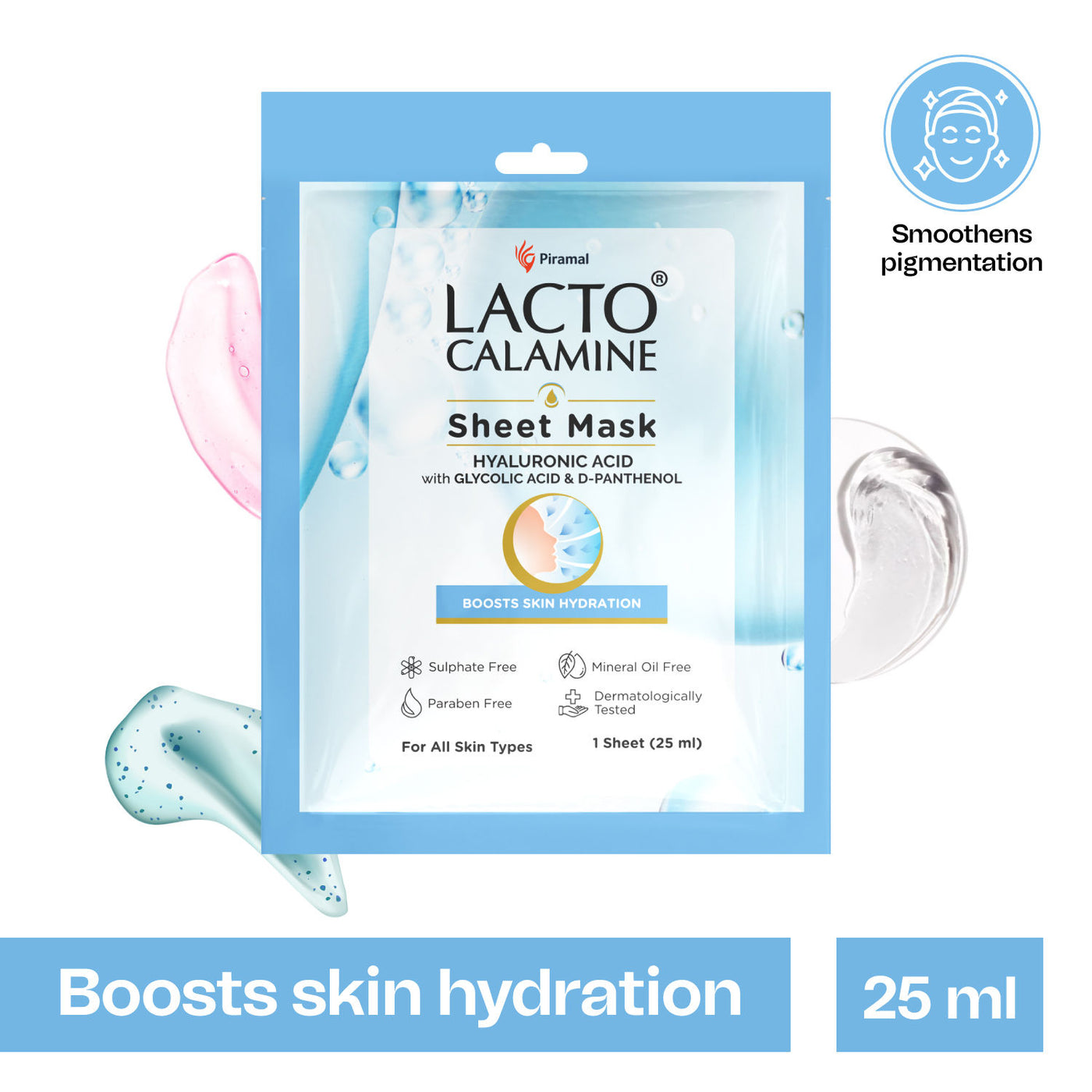 Lacto Calamine Hyaluronic Acid Face Sheet Mask for Intense Hydration, Refreshing, Plumpy & Dewy Skin | 25ml