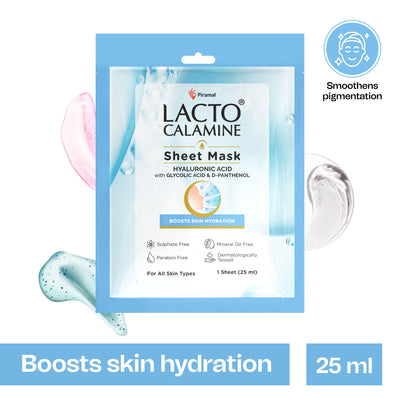 Lacto Calamine Hyaluronic Acid Face Sheet Mask for Intense Hydration, Refreshing, Plumpy & Dewy Skin | 25ml