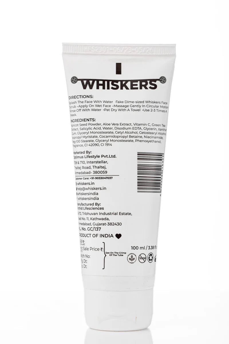 Whiskers Aloe Vera & Apricot Face Scrub Deep Cleansing & Exfoliating